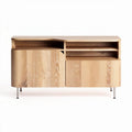 Houten tv-meubel met open vakken en deuren lichtbruin 120 x 40 x 70cm