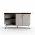 Dressoir in grijs met houten bovenblad en twee deuren 90 x 40 x 70cm