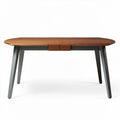 houten tafel met afgeronde hoeken en metalen poten 160 x 80 x 75cm