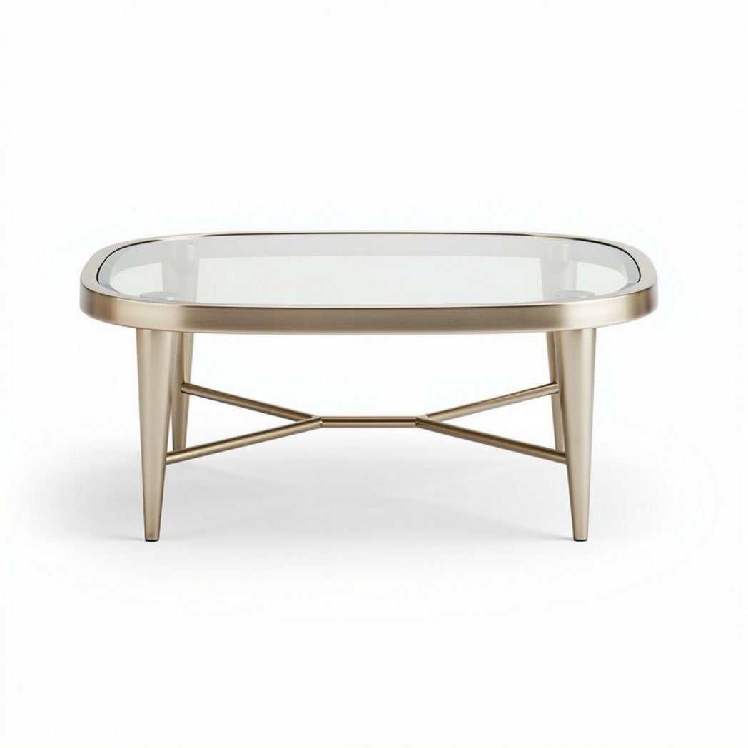 Glazen salontafel met metalen frame 100 x 60 x 40cm voor in de woonkamer