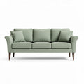 Groene stoffen bank met kussens en houten poten 200 x 90 x 85cm