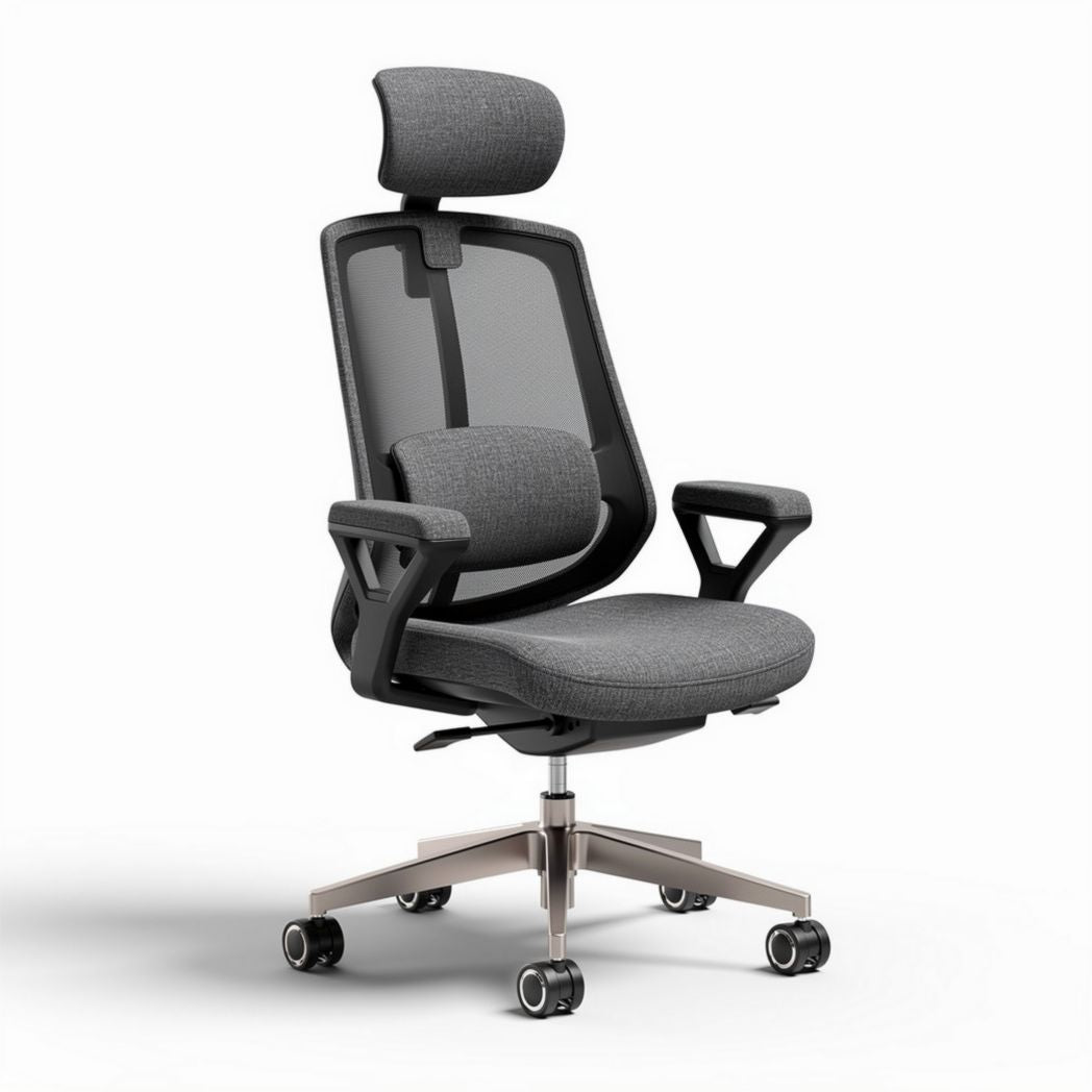 Ergonomische bureaustoel met verstelbare rugleuning en hoofdsteun zwart 50 x 60 x 110cm