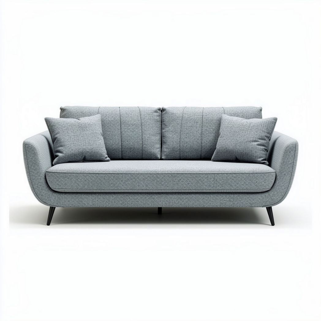 Grijs stoffen bank met kussens 200 x 90 x 85 cm voor woonkamer gebruik