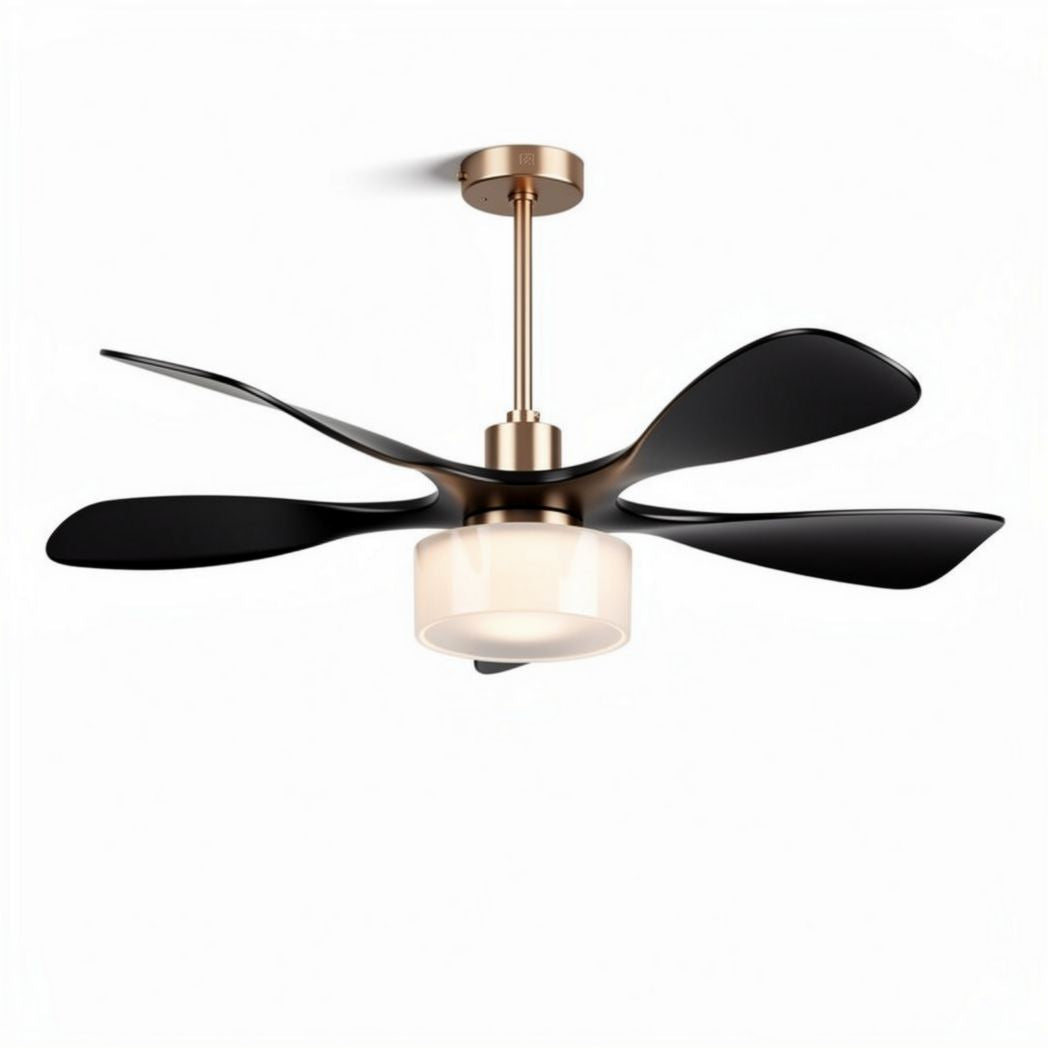 Plafondventilator met verlichting en vijf zwarte bladen 60 x 60 x 30cm
