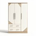 Kast met drie deuren en twee lades van wit gelamineerd materiaal 180 x 90 x 50cm