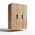 Houten kast met drie deuren en metalen poten 150 x 90 x 200 cm